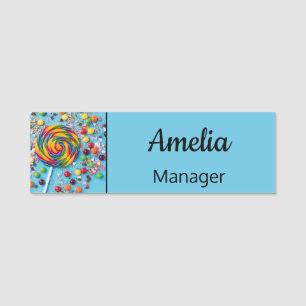 Candy Shop Sweets Store Black Text Employee Name Tag