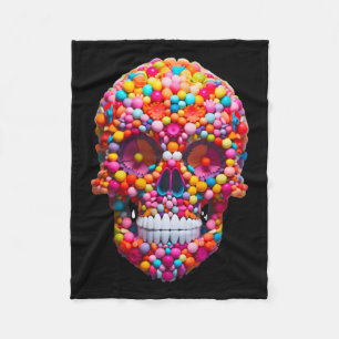 Candy Skull Bubble Gum Skeleton Halloween Candies Fleece Blanket