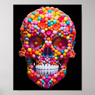 Candy Skull Bubble Gum Skeleton Halloween Candies  Poster