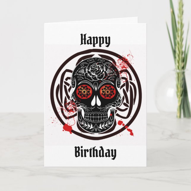 Candy skull Gothic birthday card (Front)