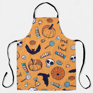 Candy Skull Pumpkin Bat Seamless Pattern. Apron
