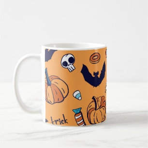 Candy Skull Pumpkin Bat Seamless Pattern. Coffee Mug