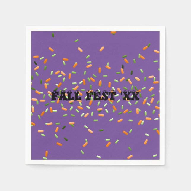 Candy Sprinkles Fall Fest Year Eyes Text Halloween Napkin (Front)