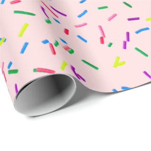 Candy Sprinkles On Pink Wrapping Paper