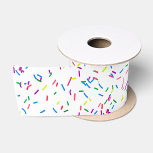 Candy Sprinkles On White Satin Ribbon