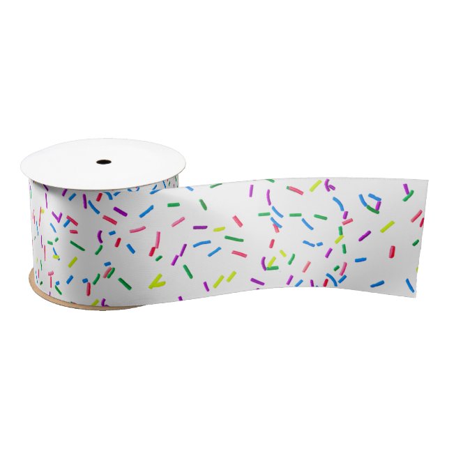 Candy Sprinkles On White Satin Ribbon (Spool)