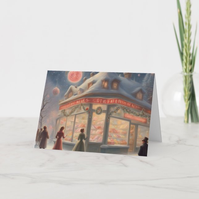 Candy store on a Winter evening Christmas Card (Front)