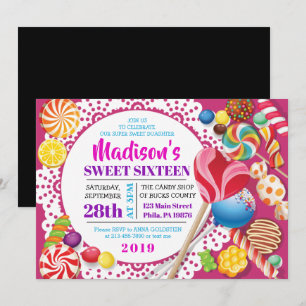 CANDY STORE Sweet Sixteen 16 Invitation