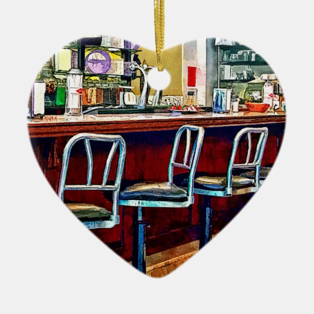 Candy Store With Soda Fountain Ceramic Ornament (Front)