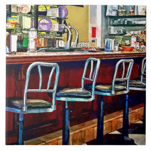 Candy Store With Soda Fountain Ceramic Tile