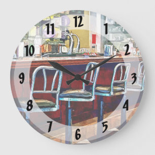 Candy Store With Soda Fountain Large Clock