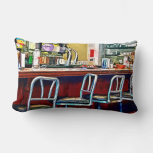 Candy Store With Soda Fountain Lumbar Cushion