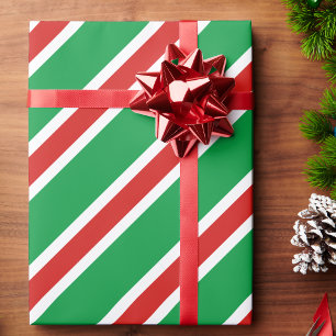 Candy Stripe Christmas Red Green White Wrapping Paper