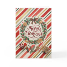 Candy Stripe Christmas Wreath Greeting