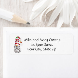 Candy Stripe Gnome  Return Address Label