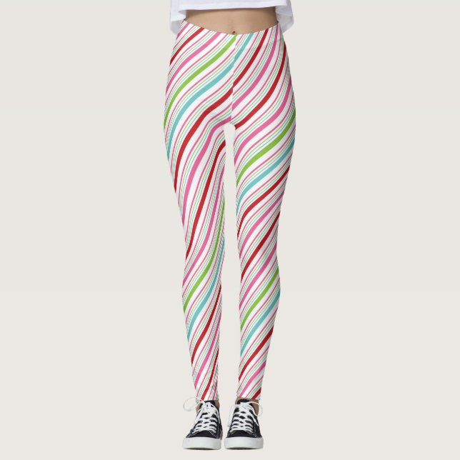 Candy Stripe Merry and Bright Leggings (Front)