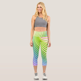 Candy Stripe Pastel Rainbow Bright Happy Colour Capri Leggings