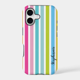 Candy Stripe Personalise Name Monogram iPhone Case