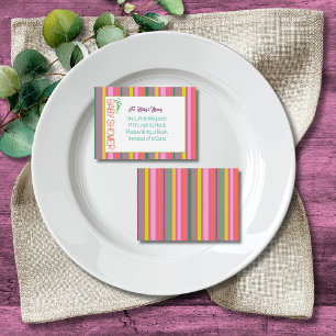 Candy Stripe Pink Colorful Rainbow Baby Shower Enclosure Card