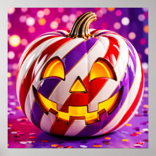 Candy Stripe Pumpkin I. Poster