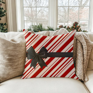 Candy Striped Christmas Pillow with Bow