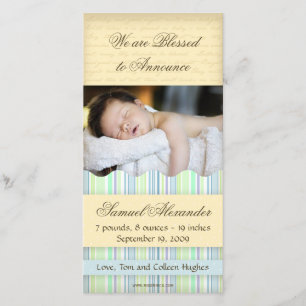 Candy Striped Photo Card: Boy Announcement