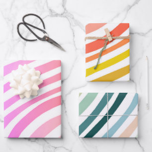Candy Stripes Colorful Orange Pink Blue Gren Wrapping Paper Sheet