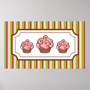 Candy Stripes Cupcake Art Print