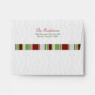 Candy Stripes Damask Xmas or Holiday A-2 envelopes