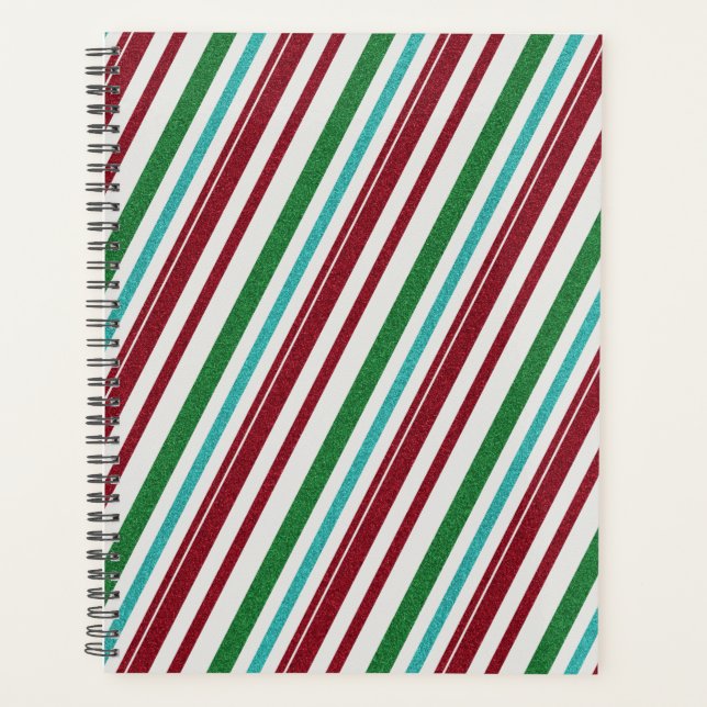 Candy Stripes Glitter Planner (Front)