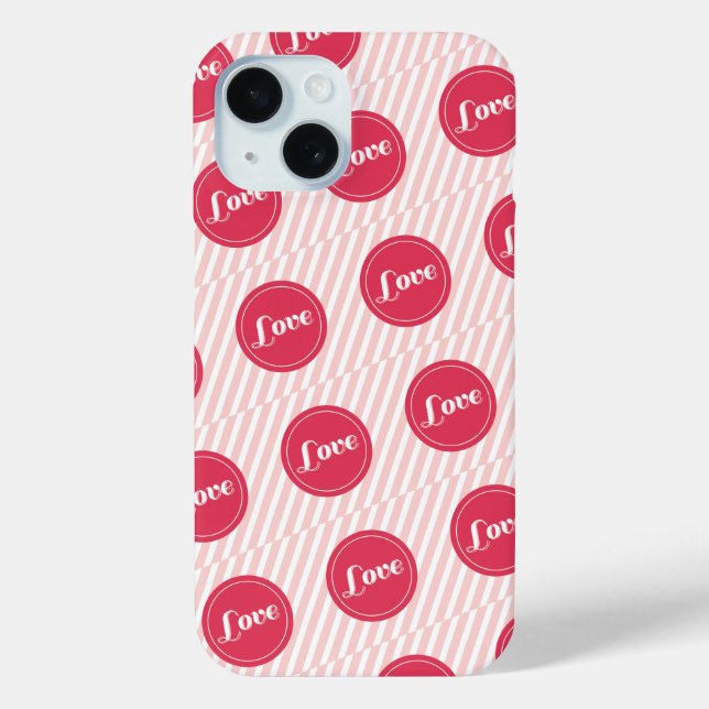 Candy Stripes Love Dots Pattern Valentine's Day Case-Mate iPhone Case (Back)
