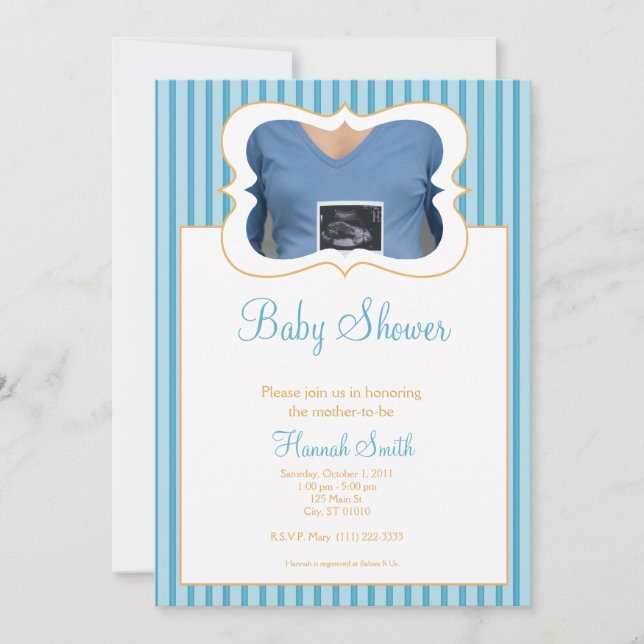 Candy Stripes - Photo Baby Shower BO Invitation (Front)