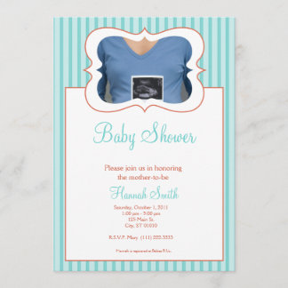 Candy Stripes - Photo Baby Shower TR Invitation