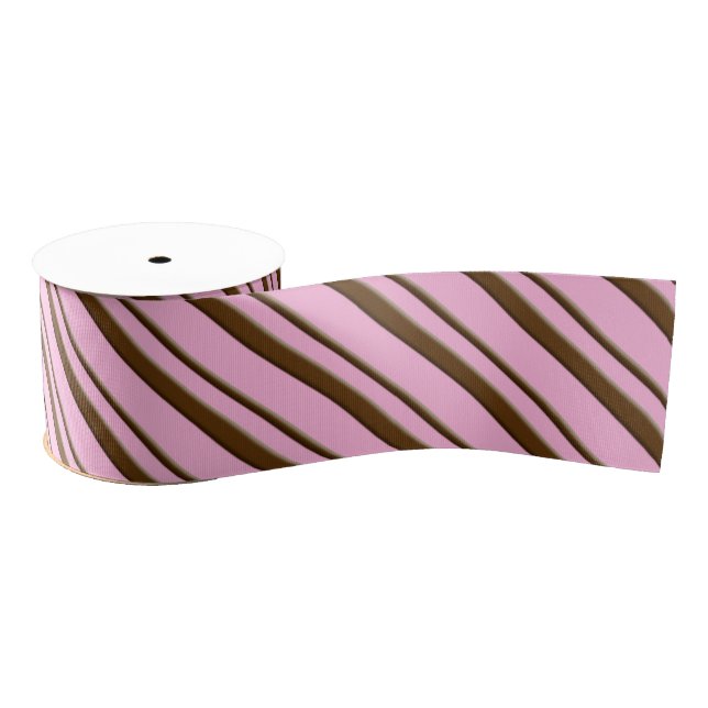 Candy Stripes, pink and chocolate brown Grosgrain Ribbon (Spool)
