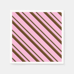 Candy Stripes, pink and chocolate brown Napkin