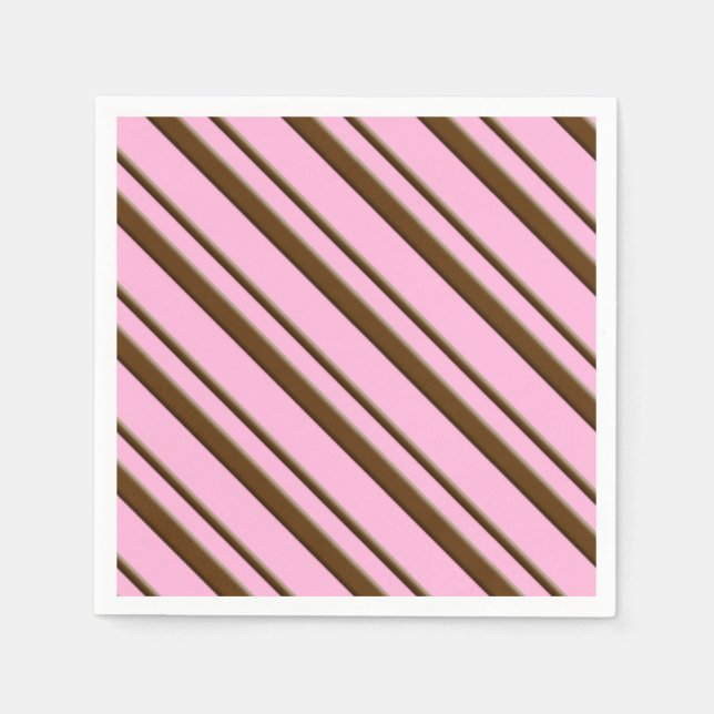 Candy Stripes, pink and chocolate brown Napkin (Front)