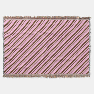Candy Stripes, pink and chocolate brown Throw Blanket