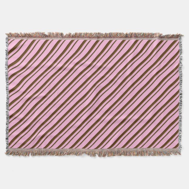 Candy Stripes, pink and chocolate brown Throw Blanket (Front)