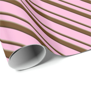 Candy Stripes, pink and chocolate brown Wrapping Paper