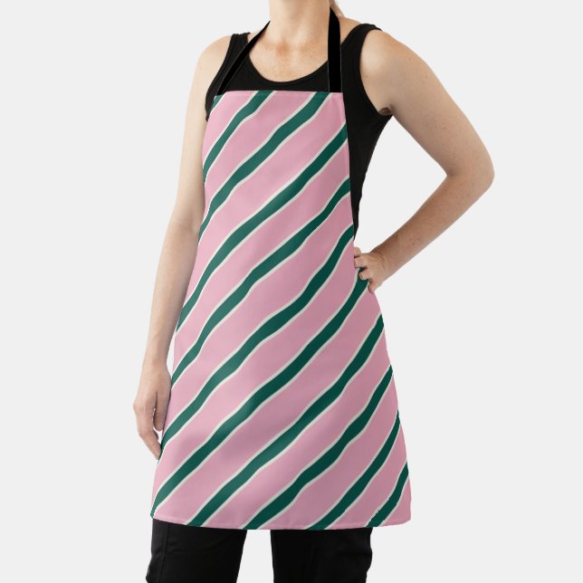 Candy Stripes Pink and Green Apron (Insitu)