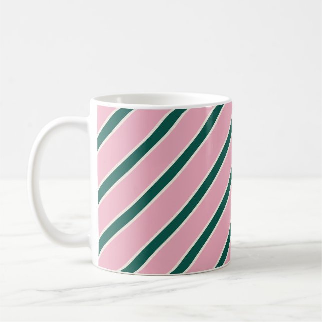 Candy Stripes Pink and Green Coffee Mug (Left)