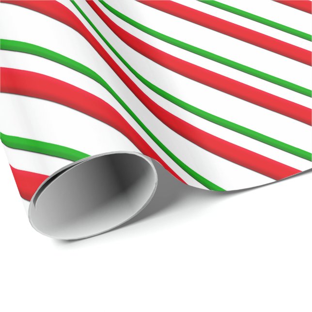 Candy Stripes, red, green & white Wrapping Paper (Roll Corner)