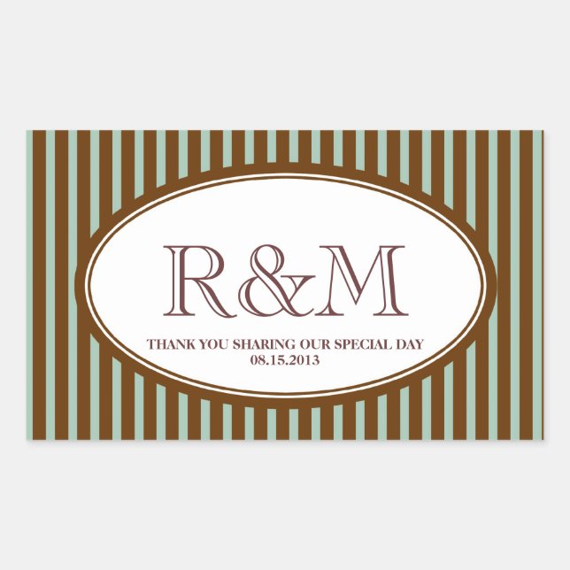 Candy stripes teal classic monogram favour seal (Front)