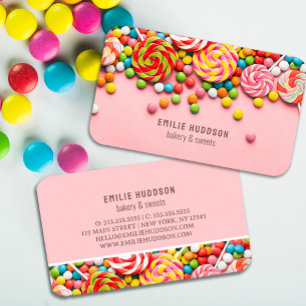 Candy Sweet, Cake Shop, Pastry Shop Business Card
