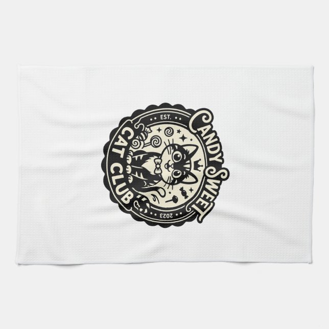 Candy Sweet Cat Funny Cat Graphic - Candy Sweet Ca Tea Towel (Horizontal)