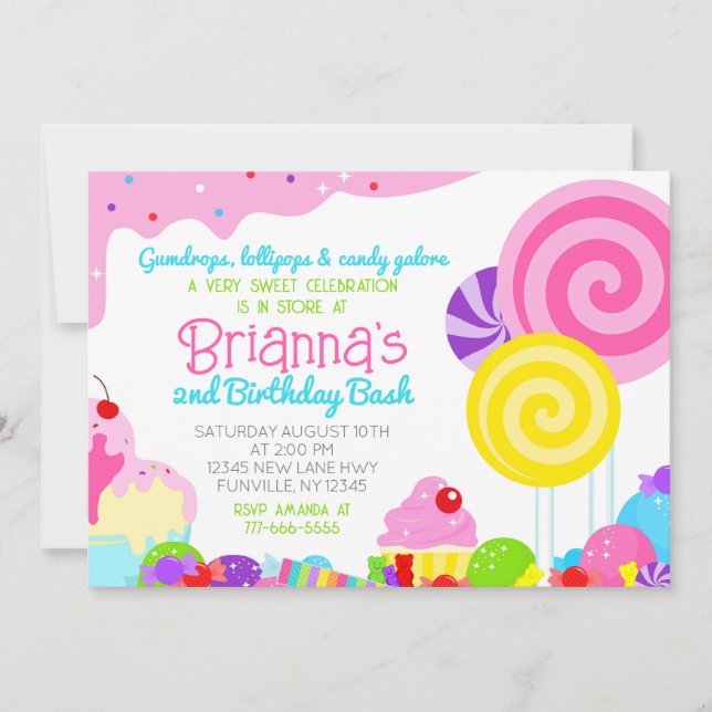 Candy Sweet Celebration Birthday Party Invitation (Front)