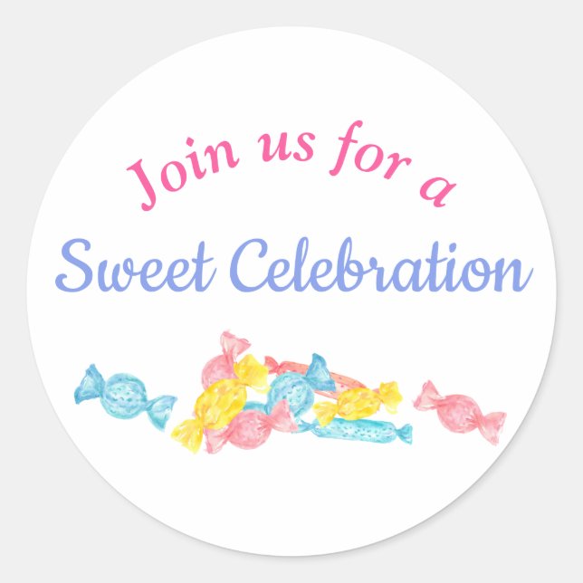 Candy Sweet Celebration Girl Birthday  Classic Round Sticker (Front)