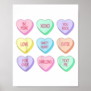 Candy Sweet Conversation Hearts Valentines Day Wom Poster