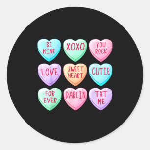 Candy Sweet Hearts Love Valentines Day Shirt Women Classic Round Sticker