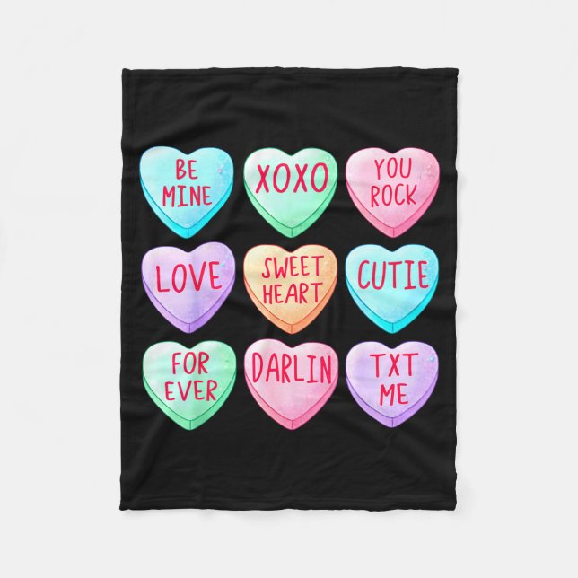Candy Sweet Hearts Love Valentines Day Shirt Women Fleece Blanket (Front)